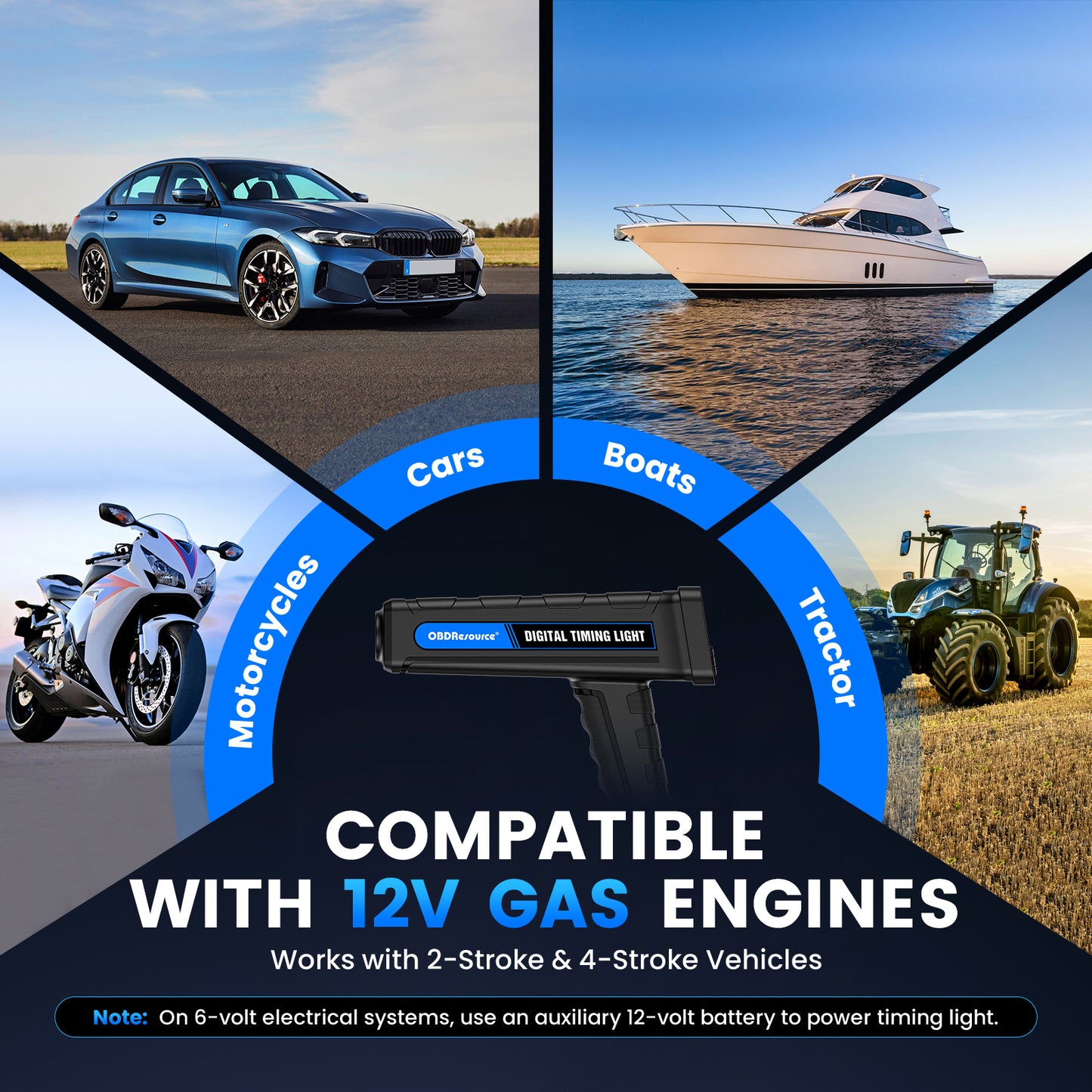 OBDResource TL123 Automotive Timing Light – 12V/24V Ignition Timing Gun with Adjustable Advance, LED Display & High-Visibility Strobe Diagnostic Tool - OBDResource USA