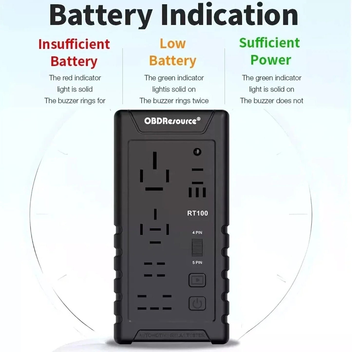 OBDResource RT100 Ultimate Smart Relay Tester - Wireless 12V/24V Auto-ID for Standard & Maxi Relays, Professional MCU Precision