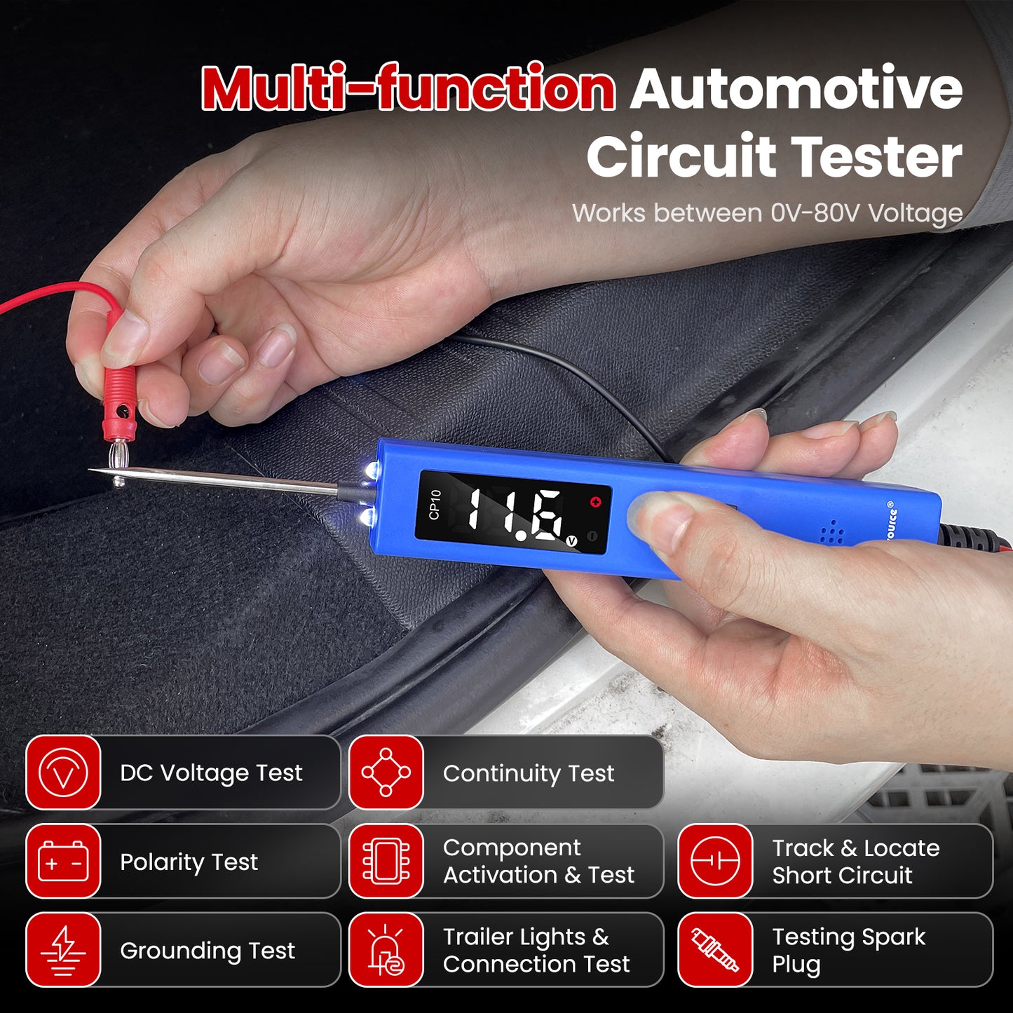 OBDResource CP10 Power Probe 6V 30V - Professional Automotive Circuit Tester with OLED Display & Component Activation Tool for Cars & Trucks