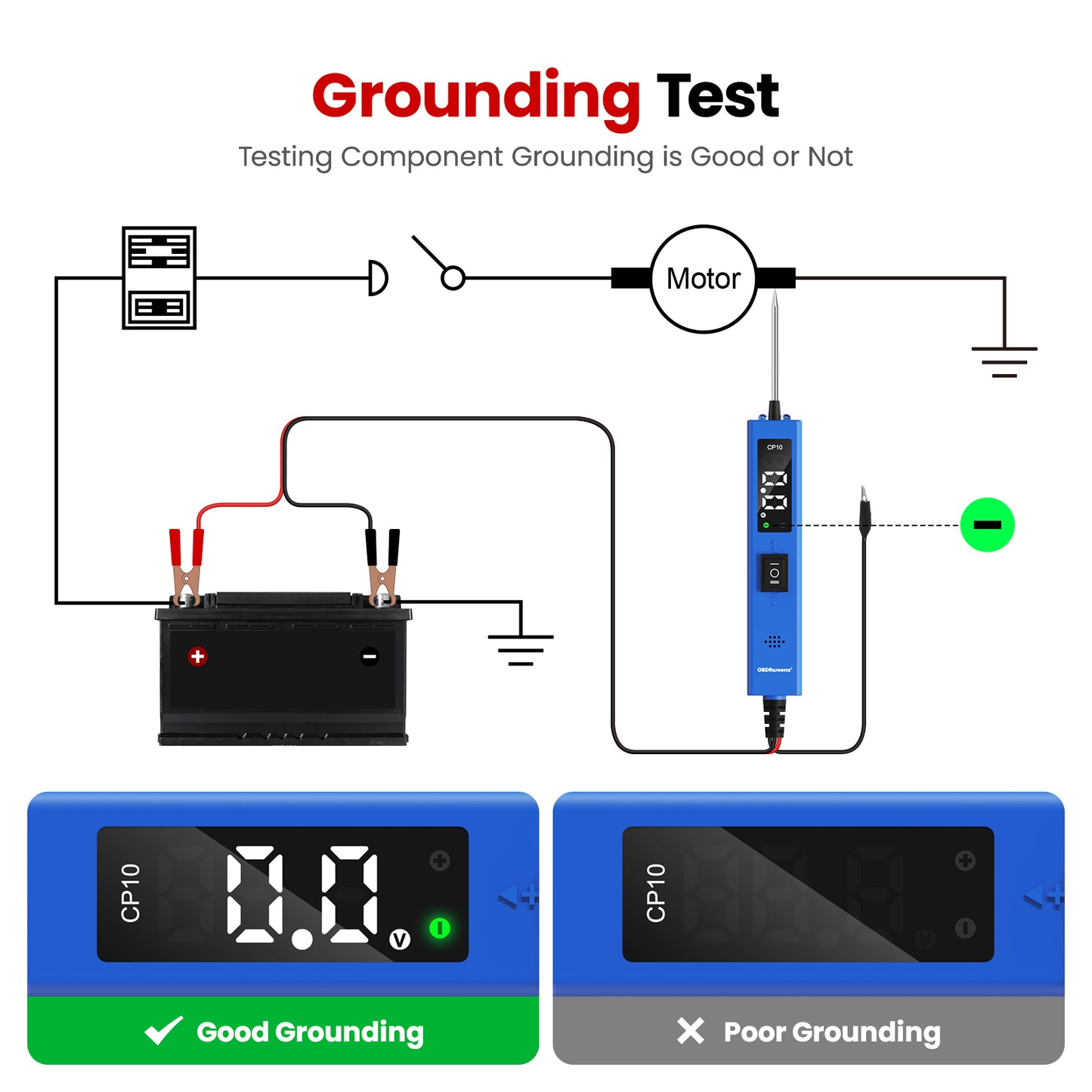 OBDResource CP10 Power Probe 6V 30V - Professional Automotive Circuit Tester with OLED Display & Component Activation Tool for Cars & Trucks