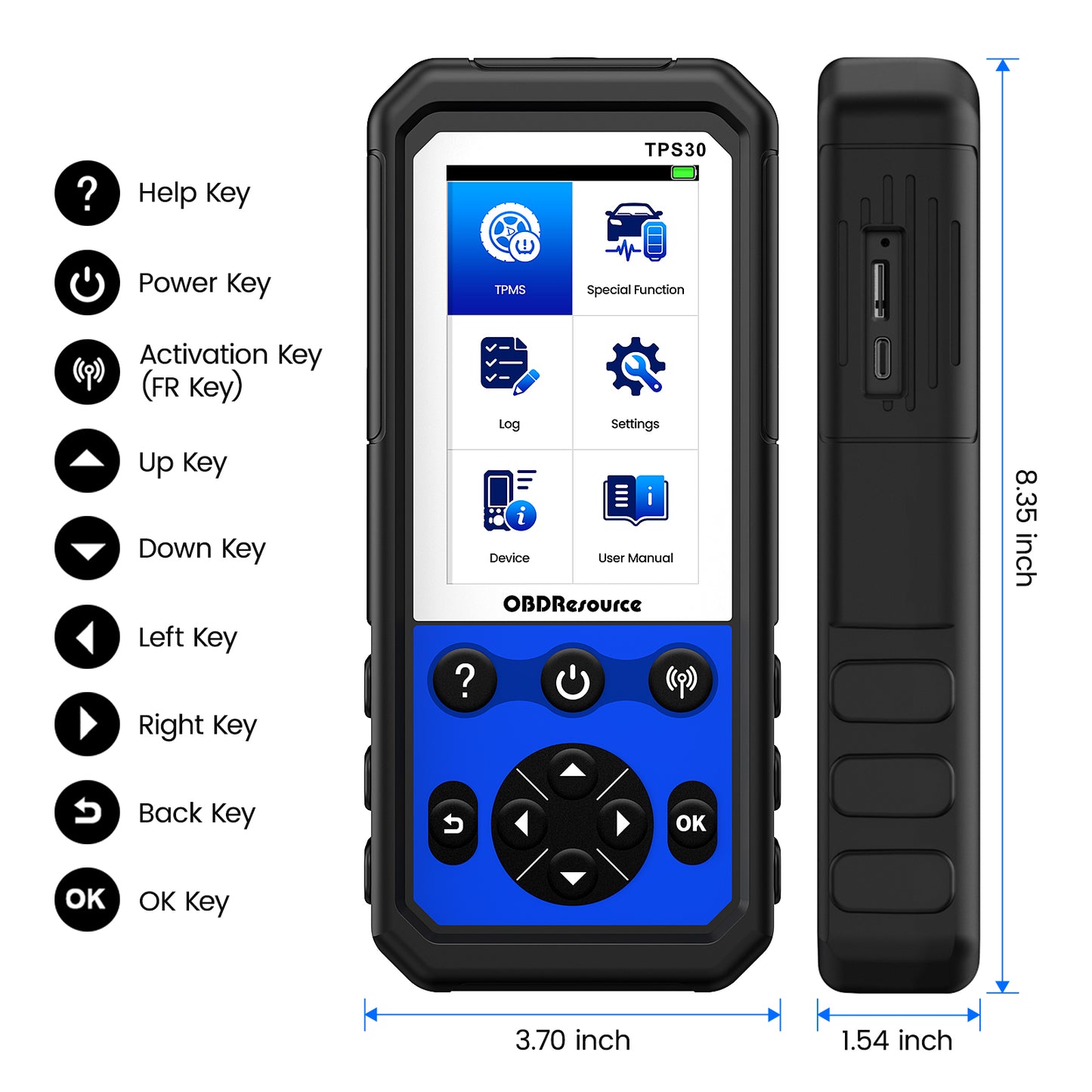 OBDResource TPS30 TPMS Relearn & Programming Tool Kit with 4 Programmable Sensors – Universal TPMS Reset, Sensor Activation & ID Write (315/433 MHz)