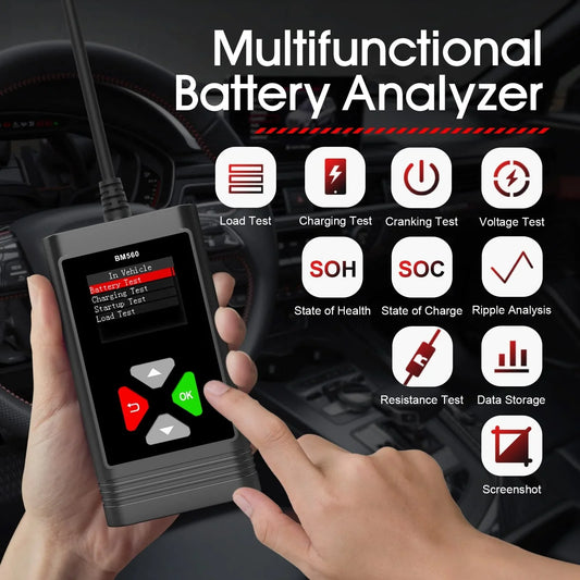 OBDResource BM560 Pro 6V 12V Battery Tester - 1.8" HD Color Screen Analyzer with Real-time Waveform & One-Click Screenshot