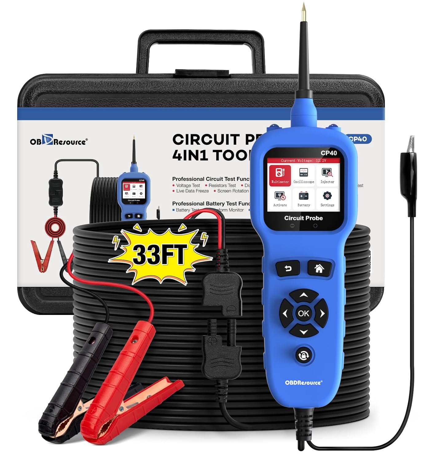 OBDResource CP40 4-in-1 Automotive Circuit Probe & Oscilloscope Multimeter 12V/24V Vehicle Electrical Diagnostic Tool