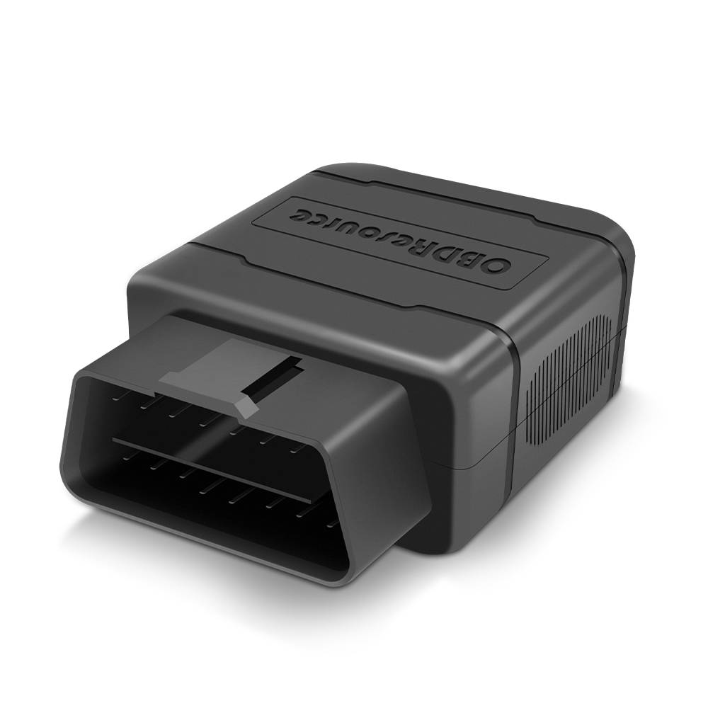 OBDResource P01 Bluetooth OBD2 VCI dongle connected to vehicle, portable OBD2 scanner with PIC18F25K80 chip for automotive diagnostics