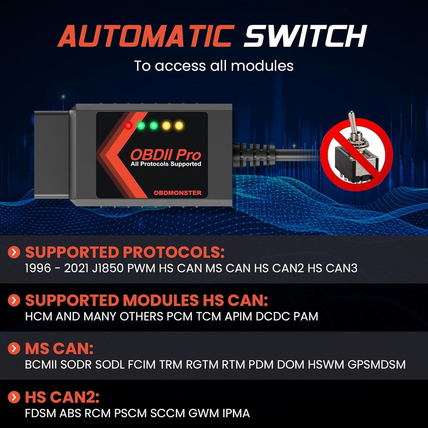 OBDResource ELM327 USB OBD2 Adapter for FORScan MS-CAN HS-CAN Auto Switch