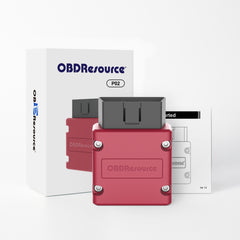 OBDResource Bluetooth OBD2 Scanner dongle connected to vehicle port, showing diagnostic interface on a mobile device.
