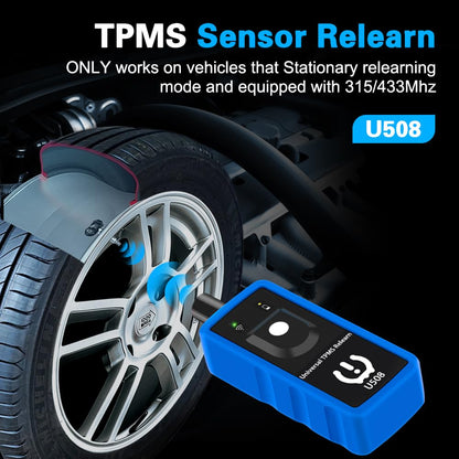 OBDResource U508 Universal TPMS Relearn Tool – 315/433 MHz Tire Pressure Sensor Activation & Reset Tool for Jeep, Chrysler, Ford, Dodge Vehicles - OBDResource USA