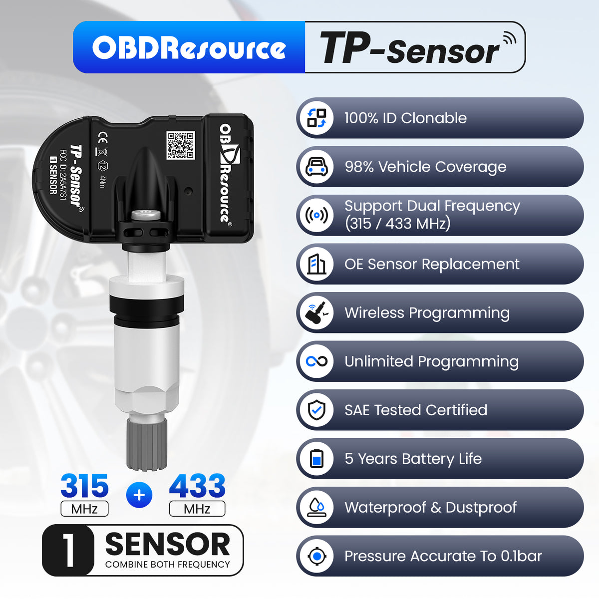 OBDResource TP-Sensor 315MHz 433MHz 2 In 1