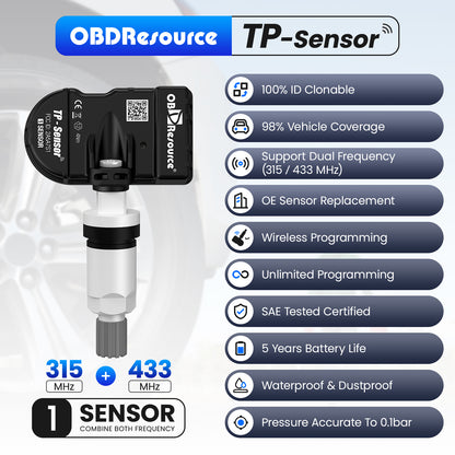 OBDResource TP-Sensor 315MHz 433MHz 2 In 1