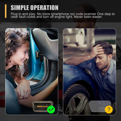 OBDResource P04 Lite Lightning Code Eraser OBD2 scanner for clearing vehicle fault codes, showing device with LED display and ports.