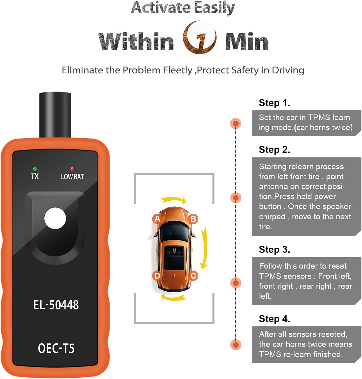 OBDResource EL50448 Elite TPMS Relearn Tool for GM Vehicles – Tire Pressure Sensor Activation & Reset Tool (315MHz / 433MHz) - OBDResource USA