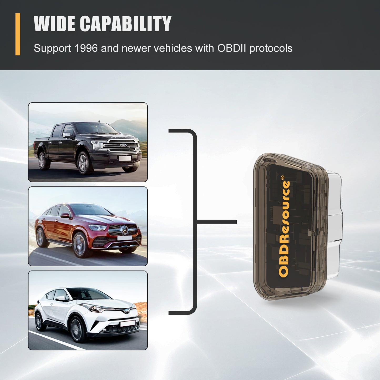 OBDResource P04 Lite Lightning Code Eraser OBD2 scanner for clearing vehicle fault codes, plug and play diagnostic tool.