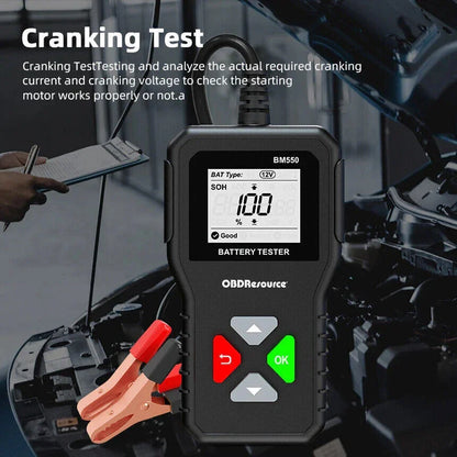 OBDResource BM550 Professional 6V 12V 24V Battery Tester - 100-2000 CCA Analyzer for Cars, Trucks & Motorcycles - OBDResource USA