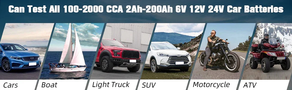 OBDResource BM550 Professional 6V 12V 24V Battery Tester - 100-2000 CCA Analyzer for Cars, Trucks & Motorcycles