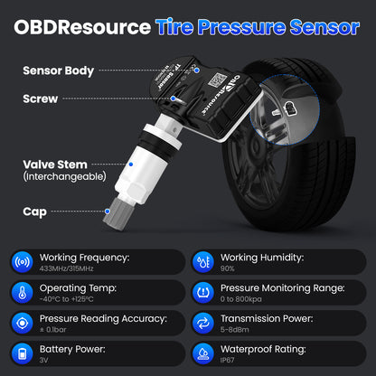 OBDResource TP-Sensor 315MHz 433MHz 2 In 1