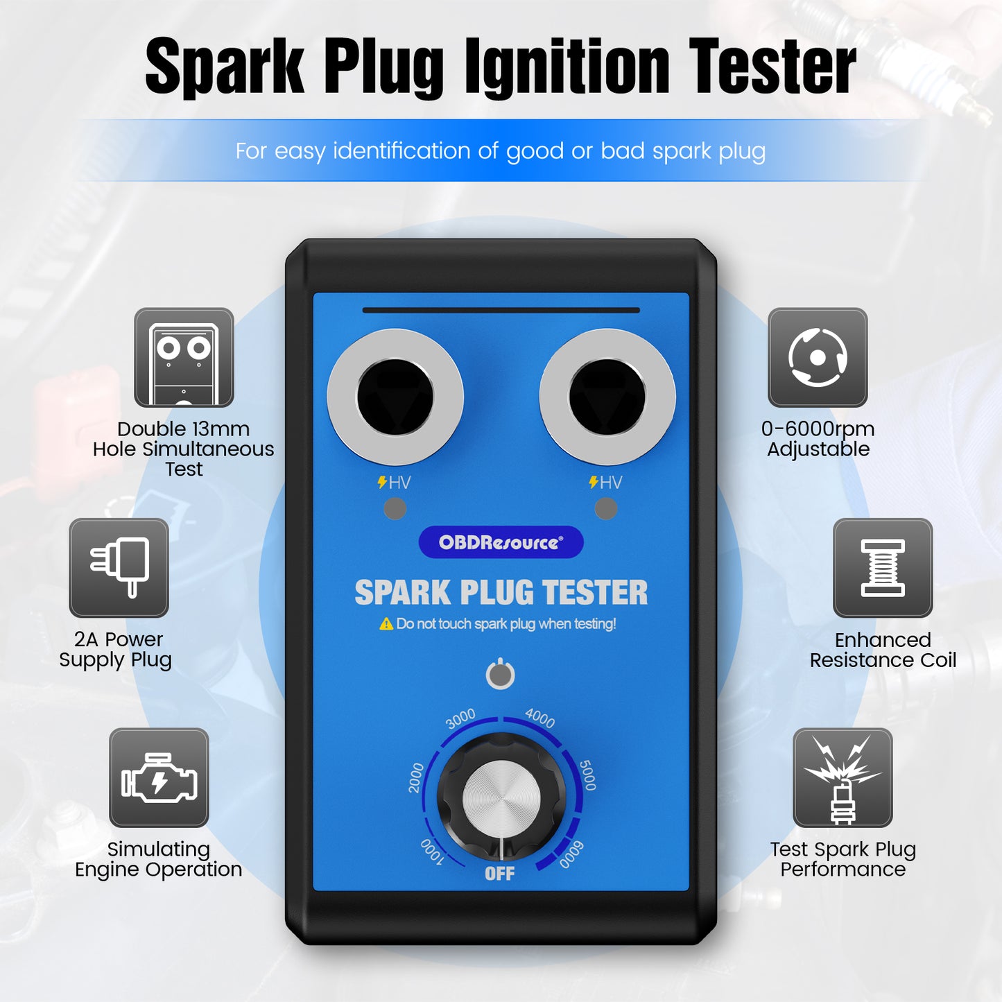 OBDResource ST100 Pro Spark Plug Tester – Professional Dual-Plug Ignition Diagnostic Tool with Wide Voltage Input - OBDResource USA
