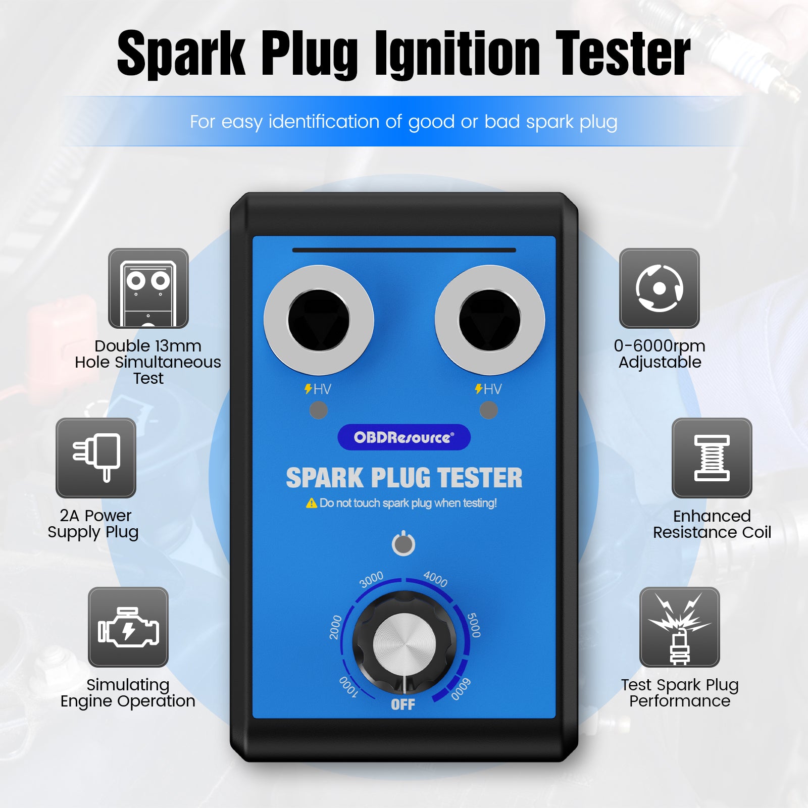 OBDResource ST100 Pro Spark Plug Tester – Professional Dual-Plug Ignition Diagnostic Tool with Wide Voltage Input - OBDResource USA