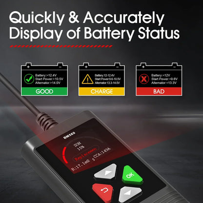 OBDResource BM560 Pro 6V 12V Battery Tester - 1.8" HD Color Screen Analyzer with Real-time Waveform & One-Click Screenshot - OBDResource USA
