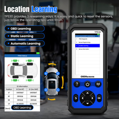 OBDResource TPS30 TPMS Relearn & Programming Tool Kit with 4 Programmable Sensors – Universal TPMS Reset, Sensor Activation & ID Write (315/433 MHz) - OBDResource USA