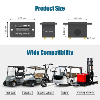 OBDResource BM210 Battery Monitor 12v 24v 36v 48v 60v 72v Adjustable Fit Golf Cars - OBDResource USA
