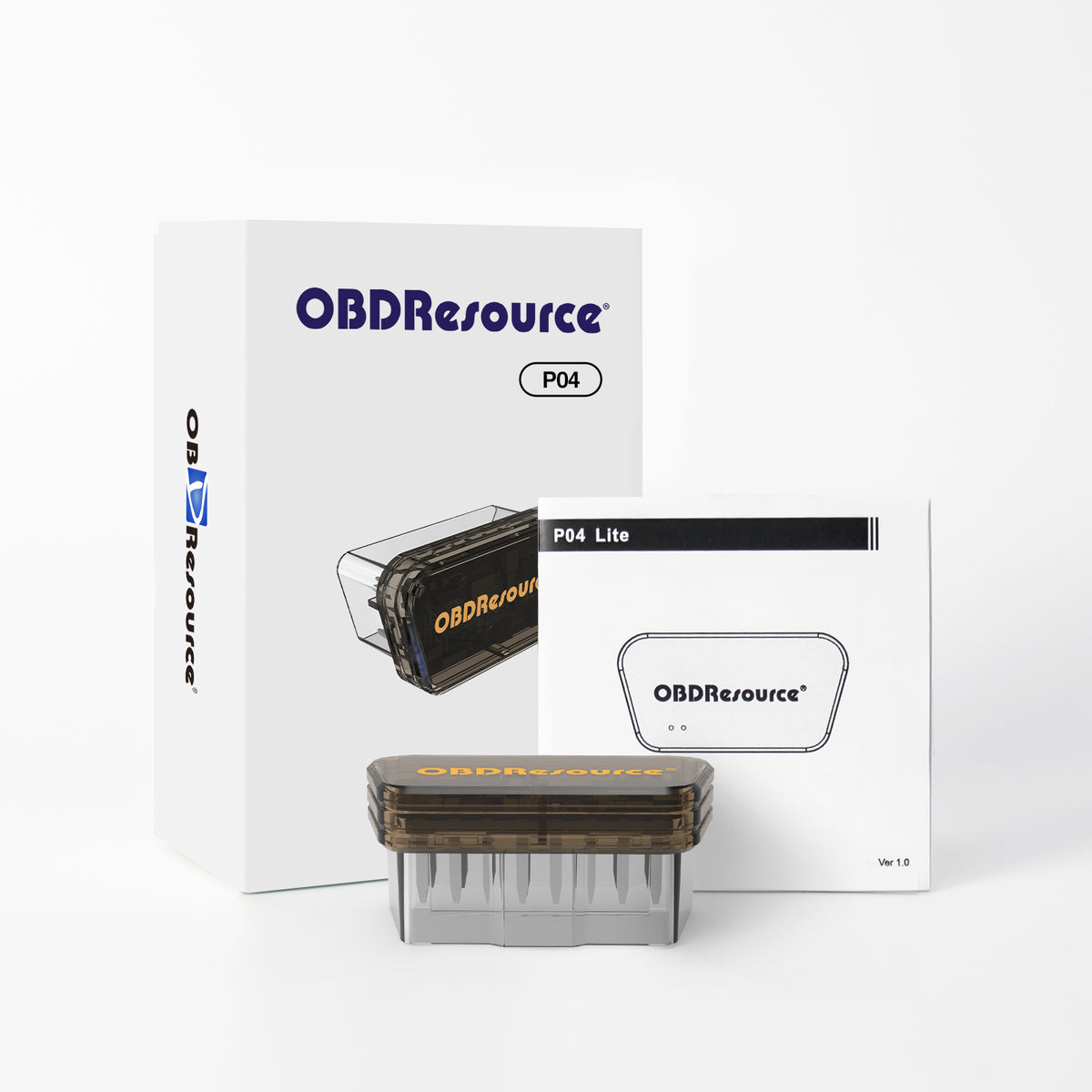 OBDResource P04 Lite Lightning Code Eraser OBD2 scanner for clearing vehicle fault codes, plug-and-play diagnostics tool.