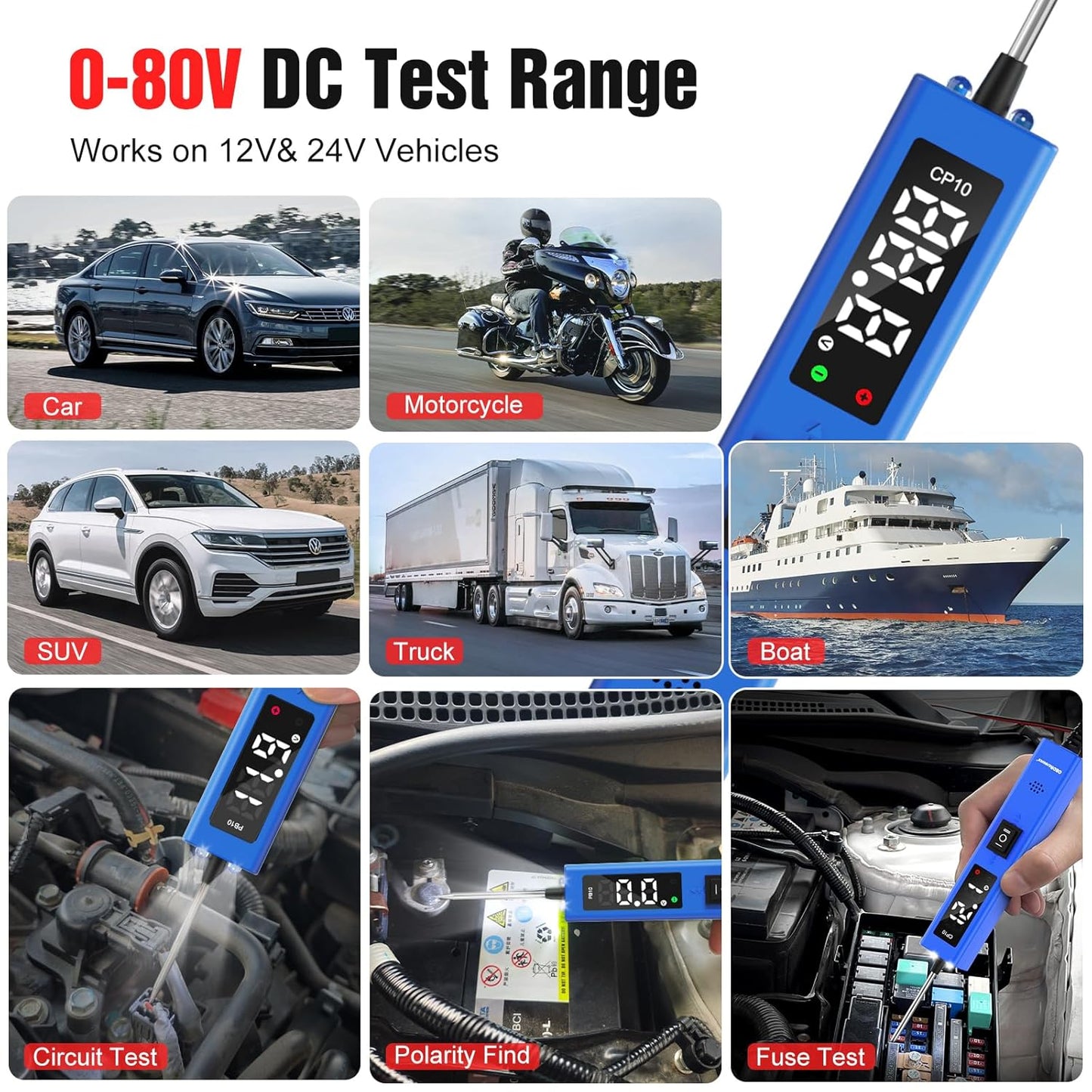 OBDResource CP10 Power Probe 6V 30V - Professional Automotive Circuit Tester with OLED Display & Component Activation Tool for Cars & Trucks