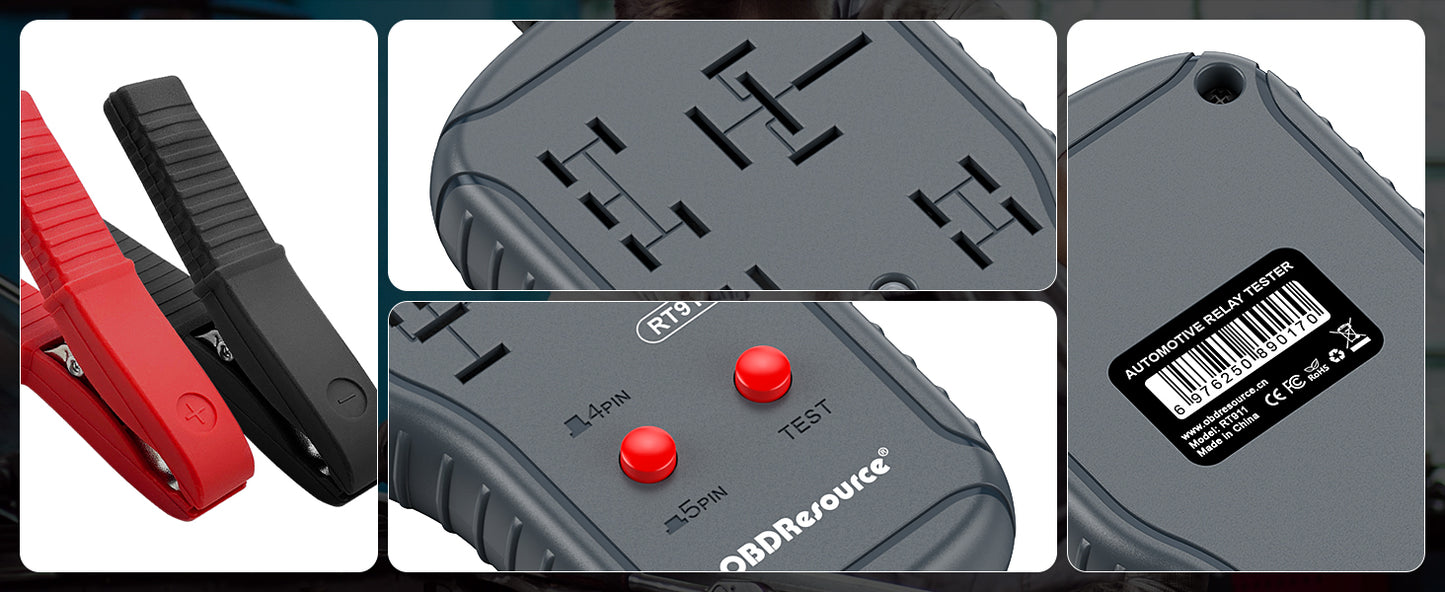 OBDResource RT911 Professional 12V/24V Automotive Relay Tester – Fast Relay Function Check & LED Indicator Diagnostic Tool