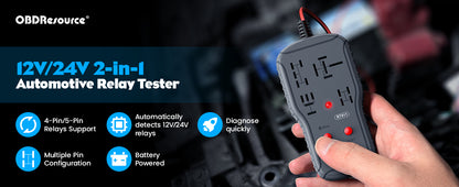 OBDResource RT911 Professional 12V/24V Automotive Relay Tester – Fast Relay Function Check & LED Indicator Diagnostic Tool - OBDResource USA