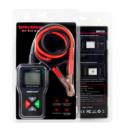 OBDResource BM550 Professional 6V 12V 24V Battery Tester - 100-2000 CCA Analyzer for Cars, Trucks & Motorcycles - OBDResource USA