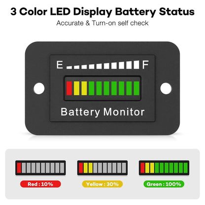 OBDResource BM210 Battery Monitor 12v 24v 36v 48v 60v 72v Adjustable Fit Golf Cars - OBDResource USA
