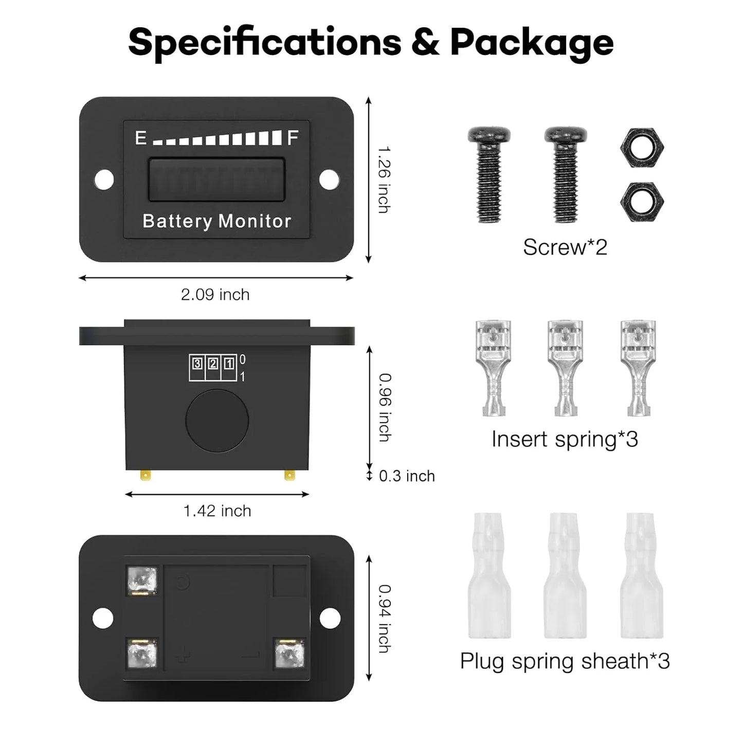 OBDResource BM210 Battery Monitor 12v 24v 36v 48v 60v 72v Adjustable Fit Golf Cars