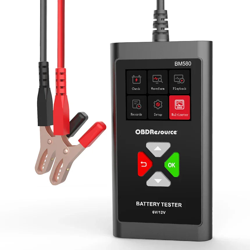 OBDResource BM580 Flagship 6V 12V Battery Tester - 2.4" Color Screen Analyzer with Waveform Storage & Playback, Professional Cranking/Charging System Diagnostic Tool