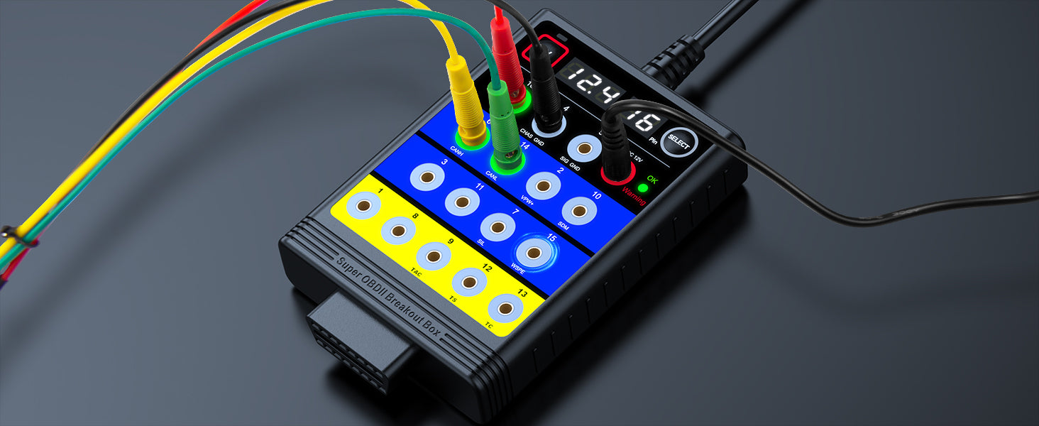 OBDResource BX100 OBD-II Breakout Box & CAN Protocol Detector – Voltage Constant & Short-Circuit Protection Diagnostic Tool with 12 Extension Cables - OBDResource USA