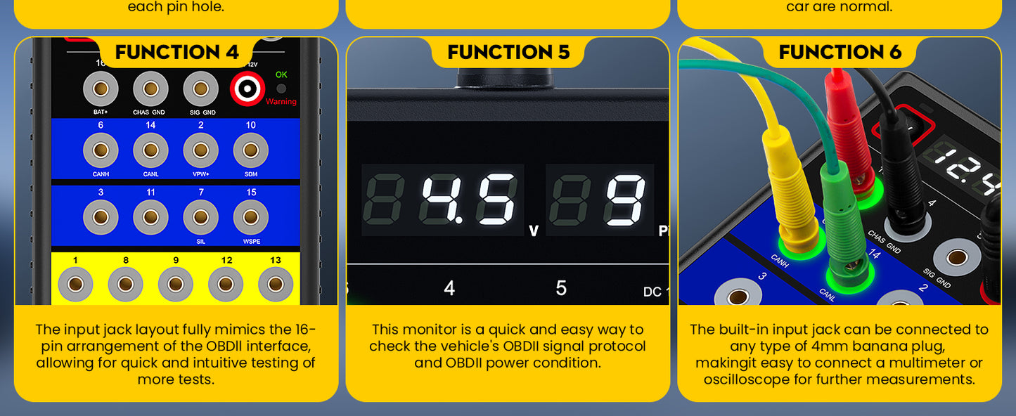 OBDResource BX100 OBD-II Breakout Box & CAN Protocol Detector – Voltage Constant & Short-Circuit Protection Diagnostic Tool with 12 Extension Cables - OBDResource USA