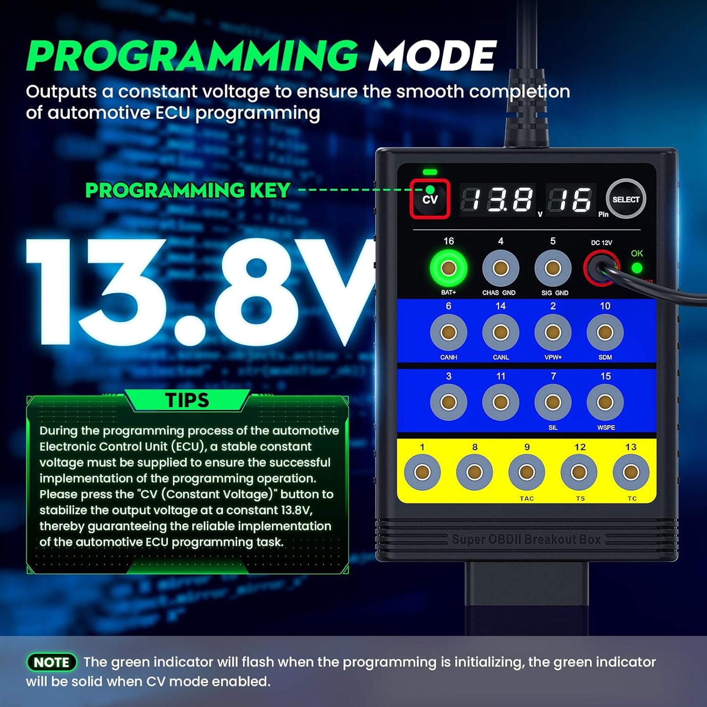 OBDResource BX100 OBD-II Breakout Box & CAN Protocol Detector – Voltage Constant & Short-Circuit Protection Diagnostic Tool with 12 Extension Cables - OBDResource USA