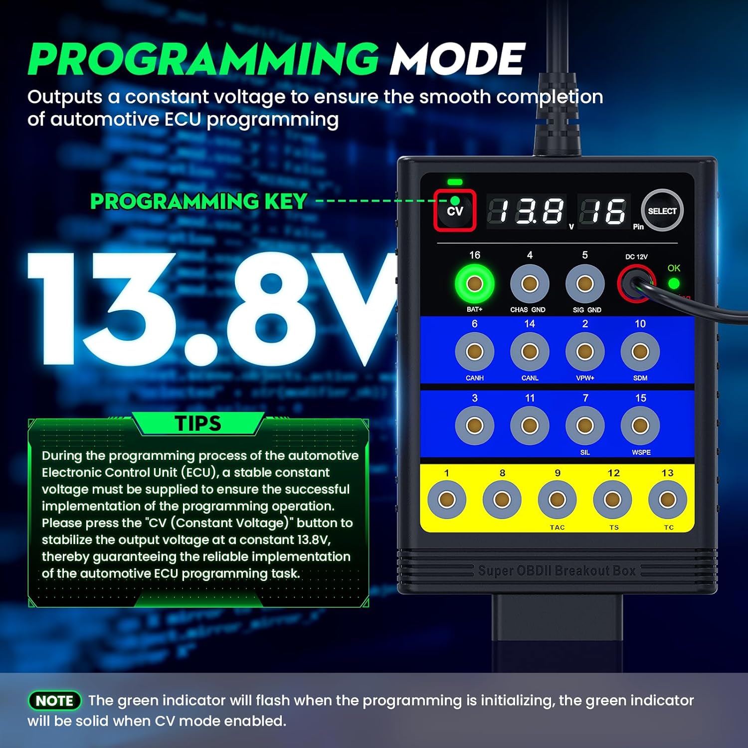 OBDResource BX100 OBD-II Breakout Box & CAN Protocol Detector – Voltage Constant & Short-Circuit Protection Diagnostic Tool with 12 Extension Cables - OBDResource USA