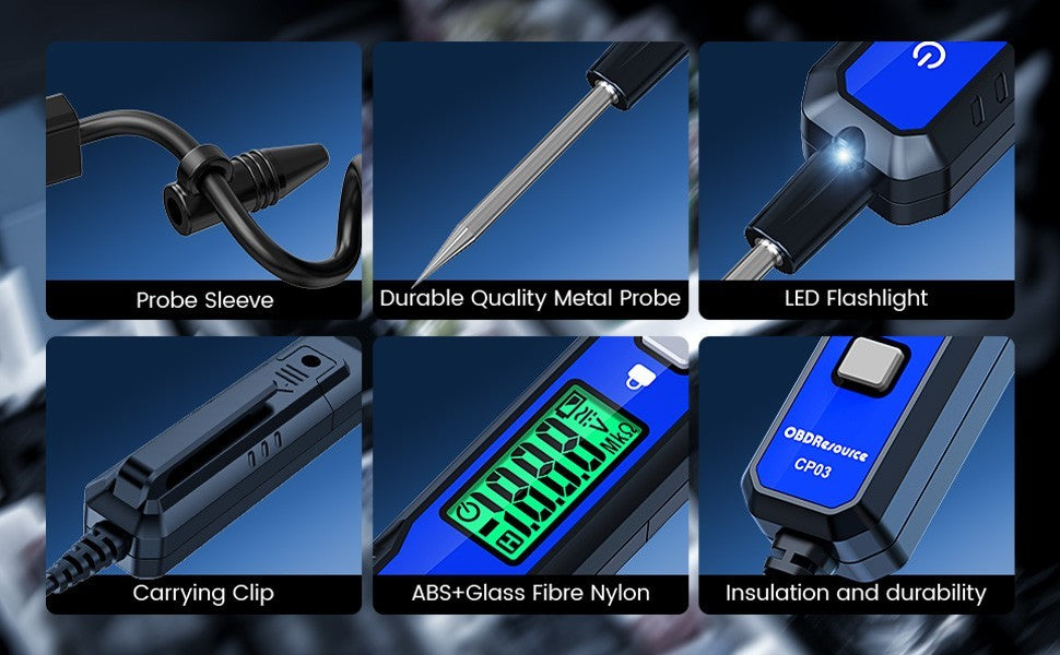 OBDResource CP03 Automotive Circuit Probe Tester, Smart Digital Voltage & Continuity Tester for 12V/24V Car Electrical Diagnostics - OBDResource USA