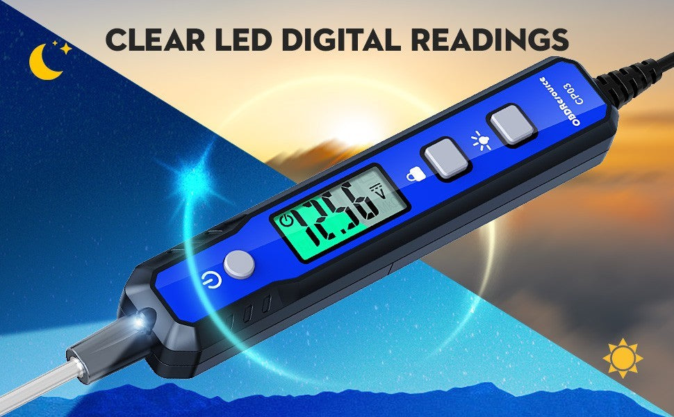 OBDResource CP03 Automotive Circuit Probe Tester, Smart Digital Voltage & Continuity Tester for 12V/24V Car Electrical Diagnostics - OBDResource USA