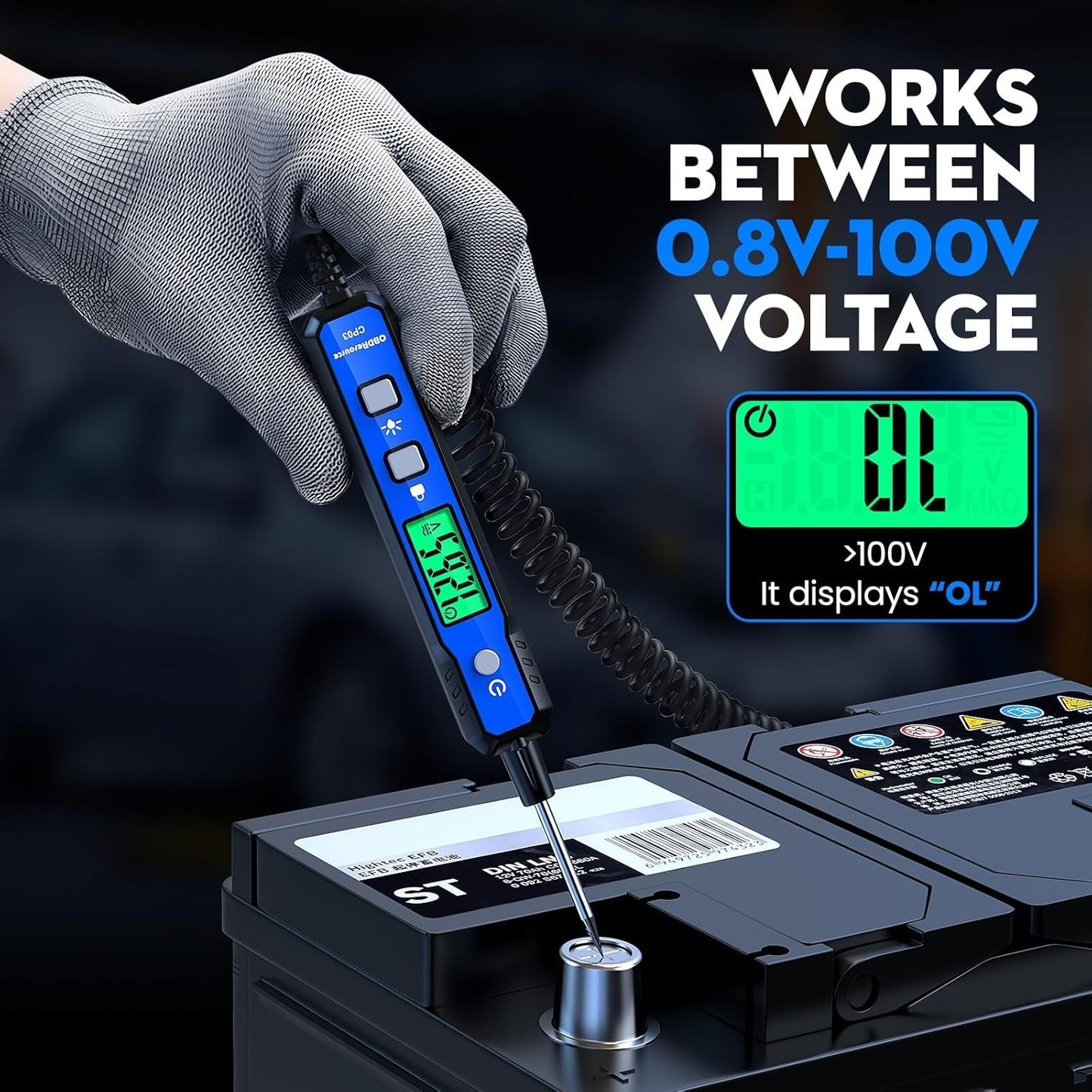 OBDResource CP03 Automotive Circuit Probe Tester, Smart Digital Voltage & Continuity Tester for 12V/24V Car Electrical Diagnostics - OBDResource USA