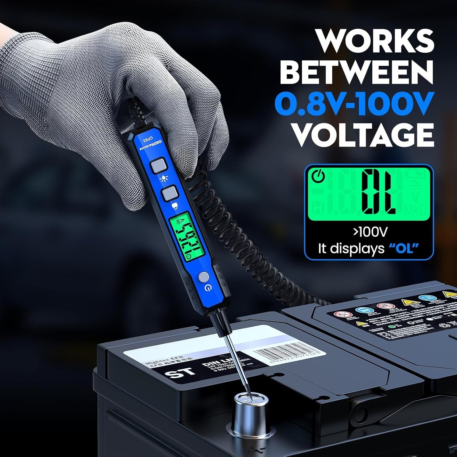 OBDResource CP03 Automotive Circuit Probe Tester, Smart Digital Voltage & Continuity Tester for 12V/24V Car Electrical Diagnostics - OBDResource USA