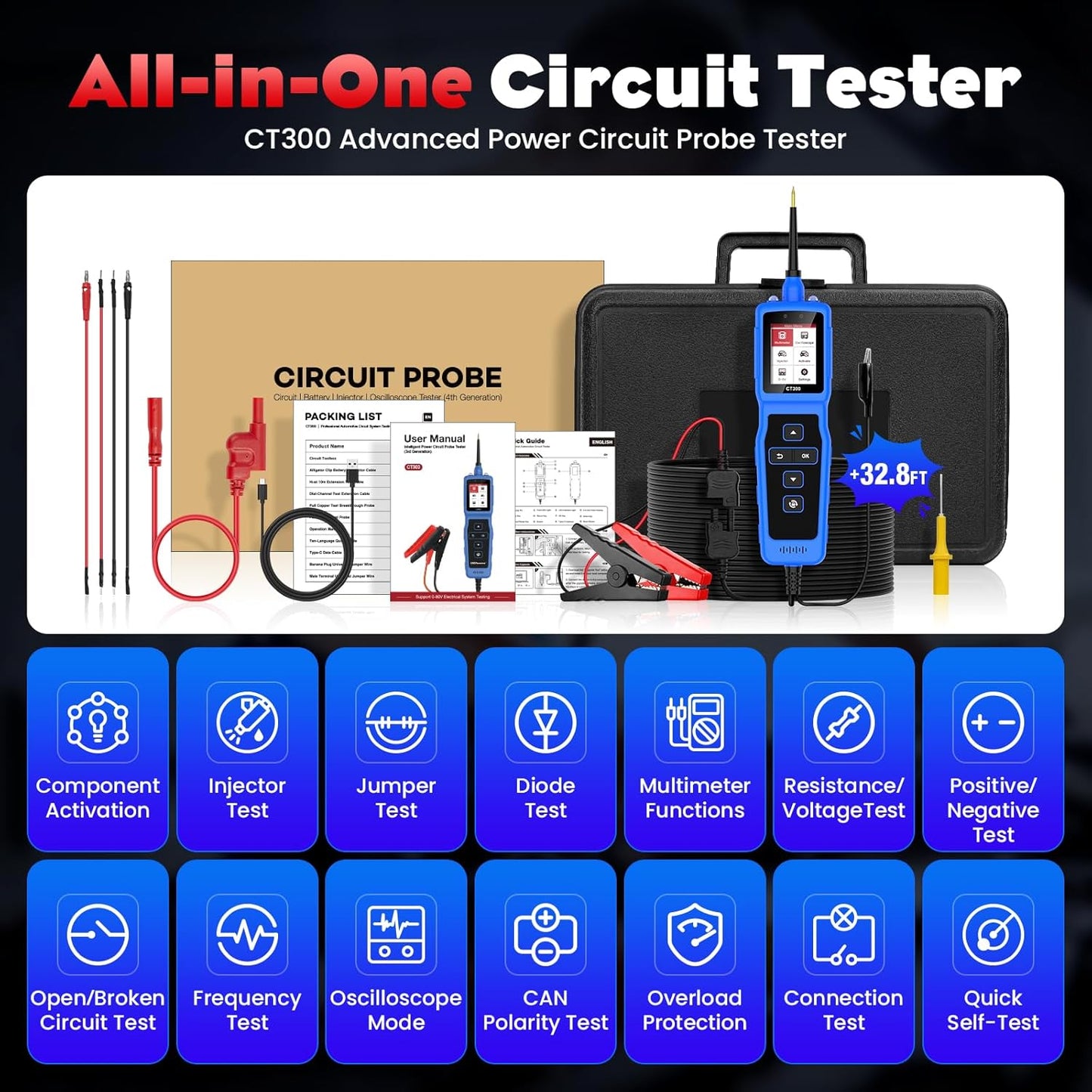 OBDResource CP30 Automotive Circuit Probe 12V/24V Heavy Duty Electrical Diagnostic & Short/Open Detection Tester - OBDResource USA