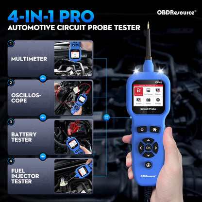 OBDResource CP40 4-in-1 Automotive Circuit Probe & Oscilloscope Multimeter 12V/24V Vehicle Electrical Diagnostic Tool - OBDResource USA