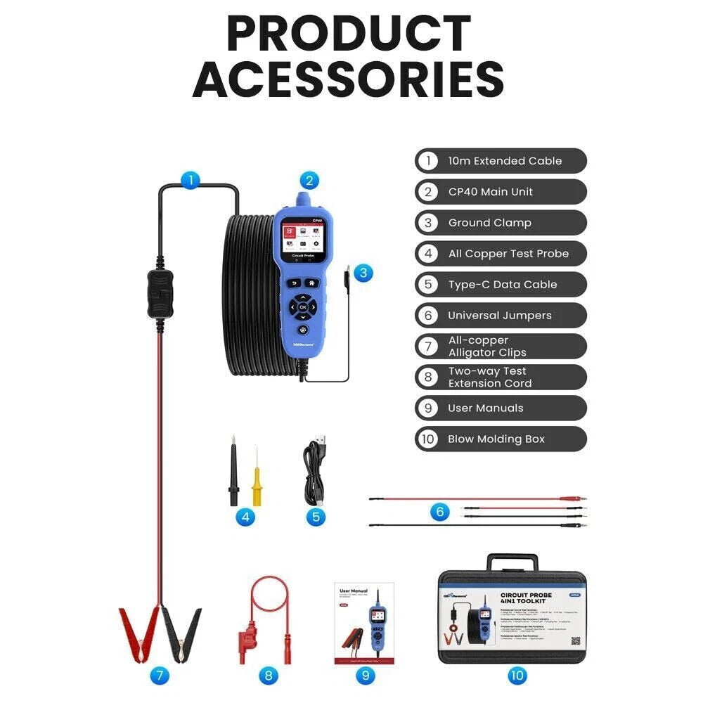 OBDResource CP40 4-in-1 Automotive Circuit Probe & Oscilloscope Multimeter 12V/24V Vehicle Electrical Diagnostic Tool