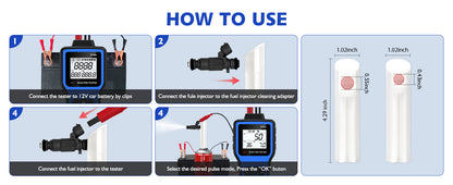 OBDResource Automotive Fuel Injector Tester & Adapter Kit – 5V/12V Pulse Injector Diagnostic Tool with LED Display & 10 Adjustable Pulse Modes - OBDResource USA