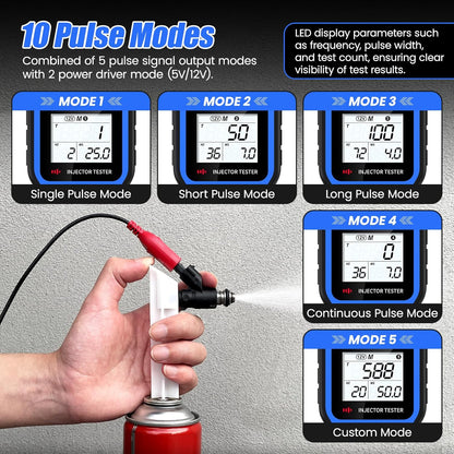 OBDResource Automotive Fuel Injector Tester & Adapter Kit – 5V/12V Pulse Injector Diagnostic Tool with LED Display & 10 Adjustable Pulse Modes - OBDResource USA