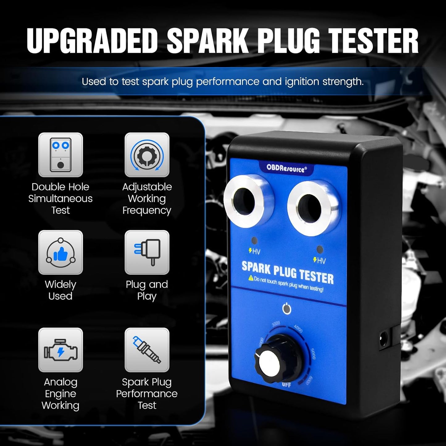 OBDResource ST100 Automotive Spark Plug Tester – Professional Spark Plug Diagnostic Tool with Indicator Lights & Wide Voltage Input - OBDResource USA