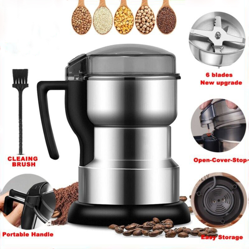 Electric Coffee Bean Grinder with Clear Lid/Non-Slip Base 304