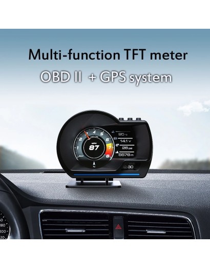 Car HUD Head Up Display P6 OBD+GPS Smart Gauge Works Great for All
