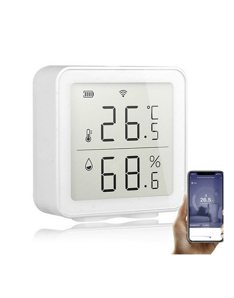 Smart WiFi Temperature and Humidity Sensor with LCD Display, Tuya Indoor 